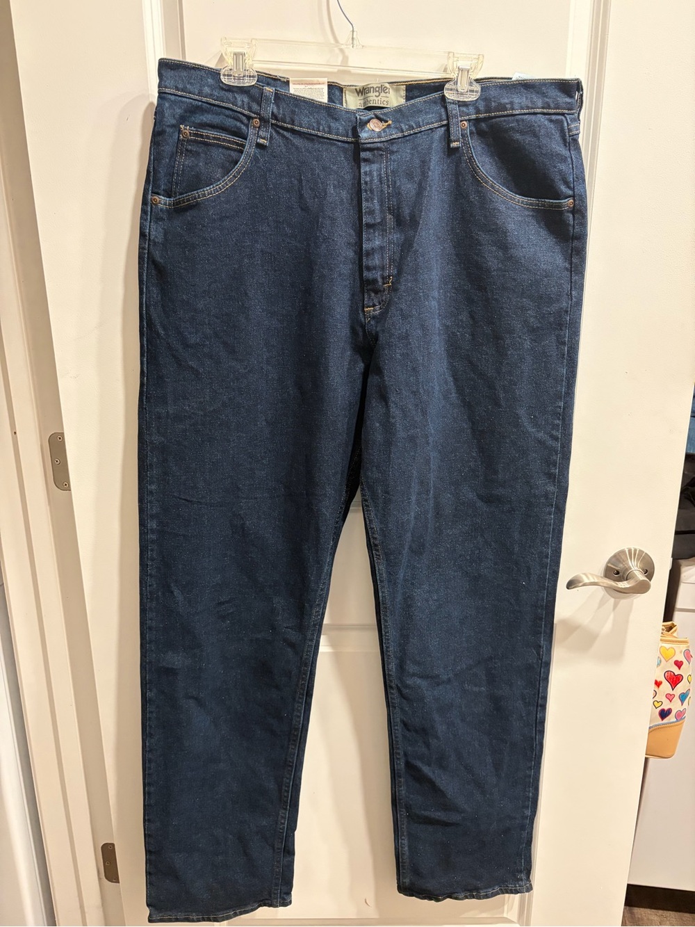 Wrangler Authentics Straight Jeans Mens 38x36 Blue Cotton Regular Fit NWT
